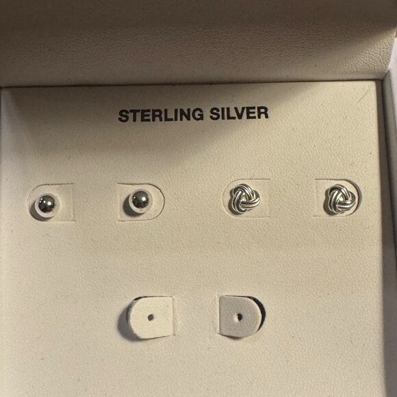 R.H. Macy & Co Elegant Sterling Silver Knot and Hoop Earring Set - Picture 5 of 6